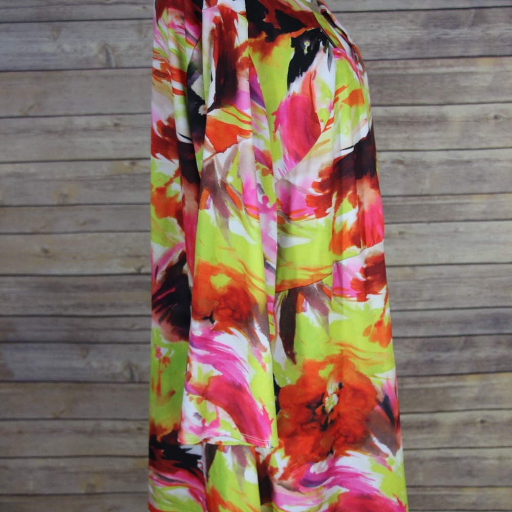 ROAMAN'S Multi-Color Abstract Print/Gold Top - Picture 7 of 8